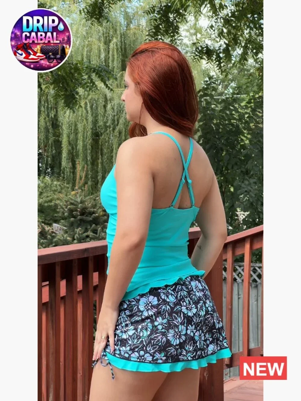 Women Tankini Swimsuits with Skirt - Two Piece Tummy Control Skirted Bathing